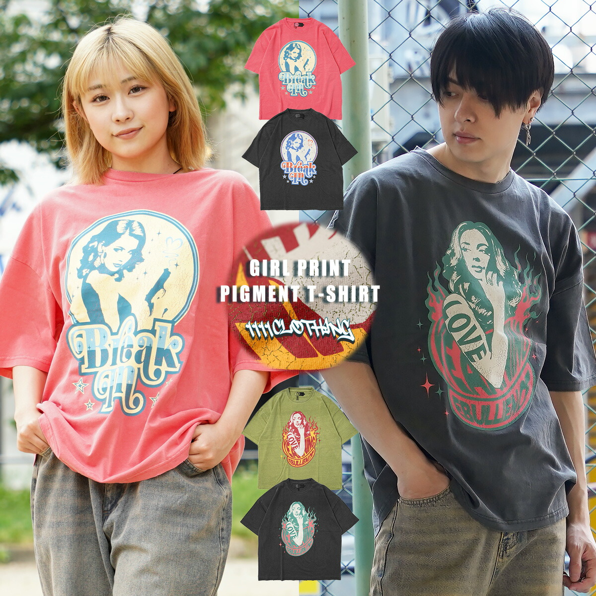 ◆ガールプリント ピグメントTシャツ◆ オーバーサイズ[品番：OCGW0003692]｜ONE 4 PREMIUM（ワンフォープレミアム  ）のメンズファッション通販｜SHOPLIST（ショップリスト）