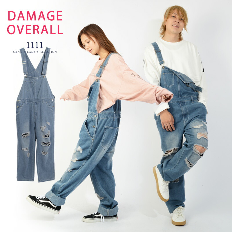 オーバーオール デニム ダメージ[品番：OCGW0001817]｜ONE 4 PREMIUM（ワンフォープレミアム  ）のレディースファッション通販｜SHOPLIST（ショップリスト）