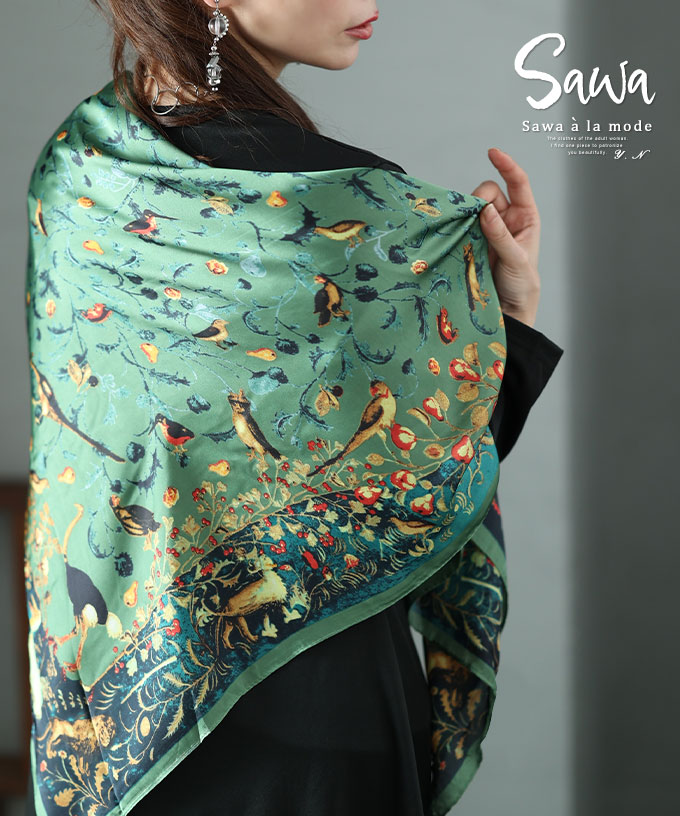 夢黄櫨染スカーフ大判スカーフ和装洋装両用多目的コート羽織