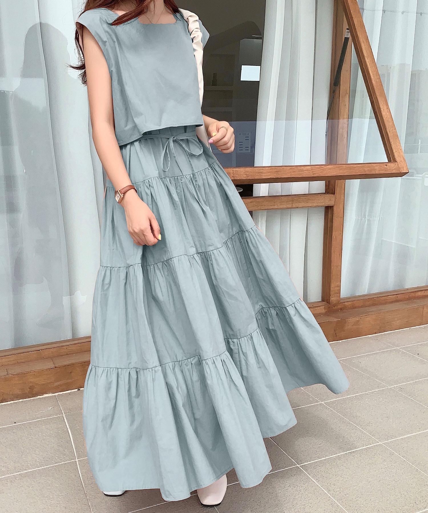 フレンチスリーブティアードロングワンピース 2way仕様 品番 Abiw Abitokyo アビトーキョー のレディースファッション通販 Shoplist ショップリスト
