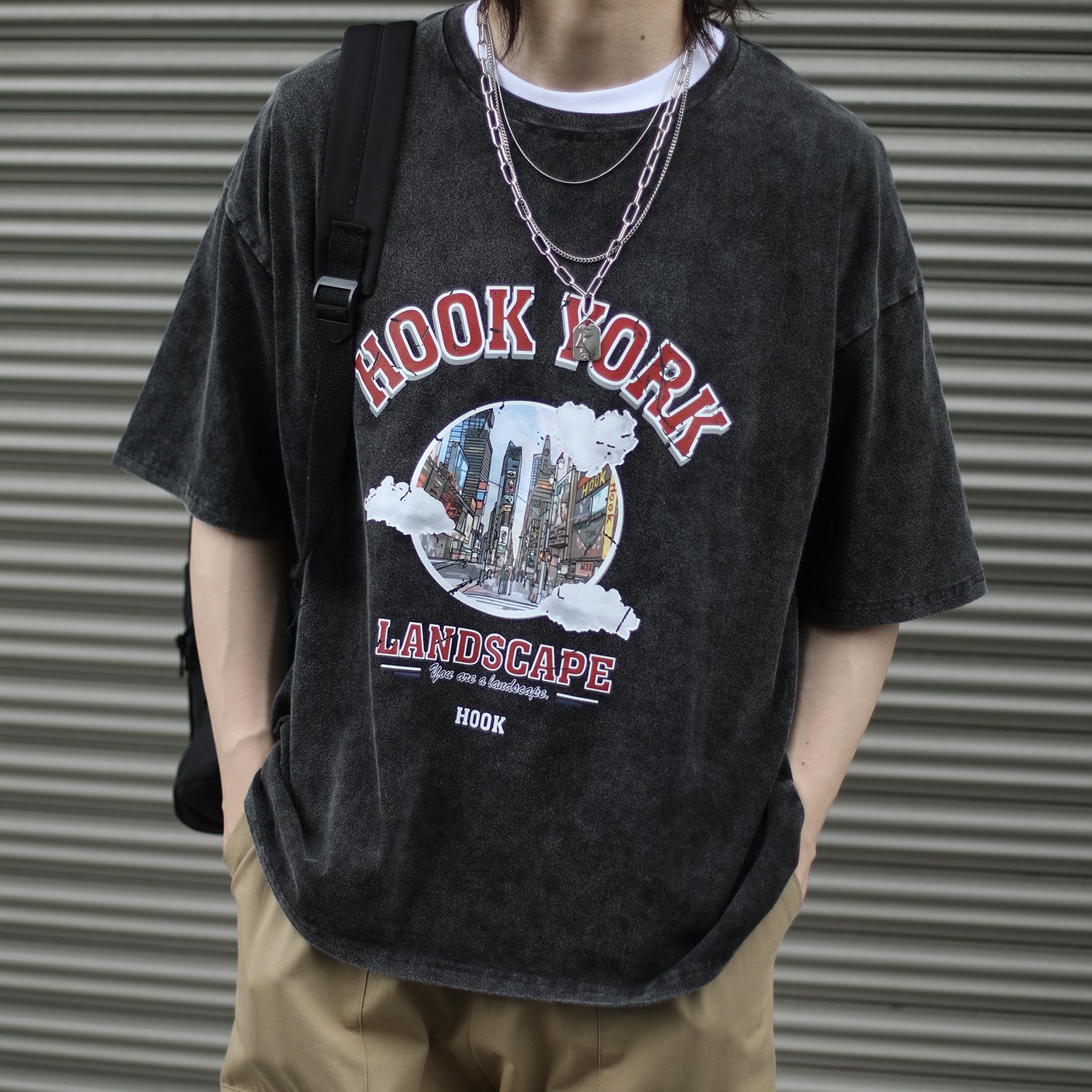 OUTDOOR 古着 メンズ Tシャツ 半袖 Mサイズ シャツ 黒 ロゴ - Tシャツ