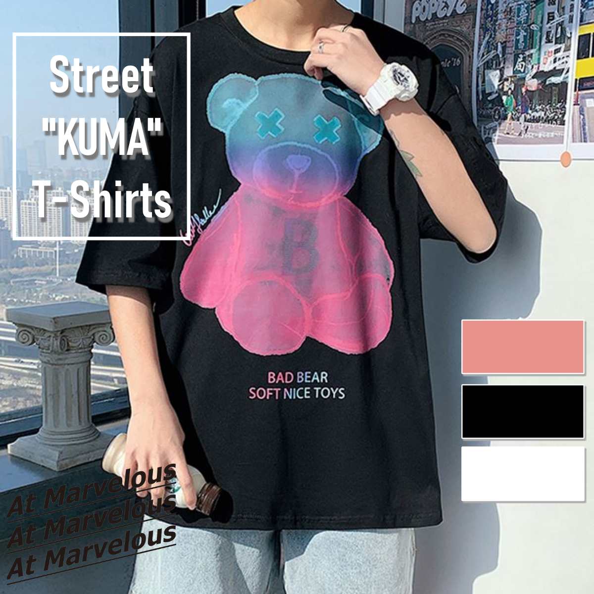 くまグラデプリントTシャツ メンズ クマ[品番：AMVW0000215]｜At