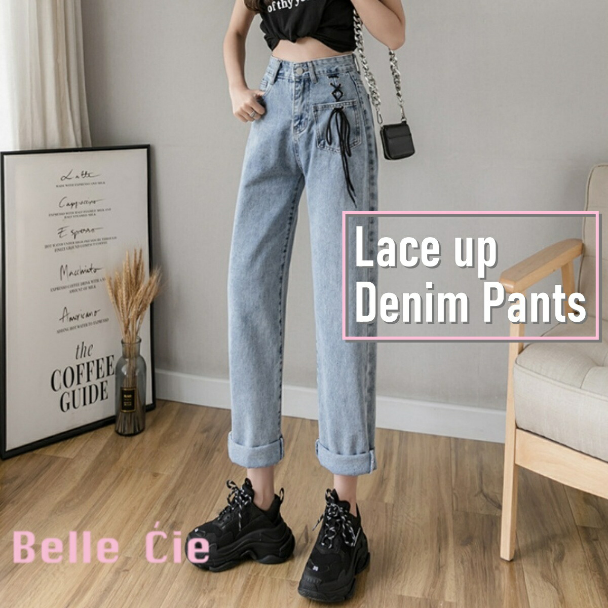 レースアップ デニムパンツ ジーンズ[品番：AMVW0000412]｜Belle Cie（ベルシー）のレディースファッション 通販｜SHOPLIST（ショップリスト）