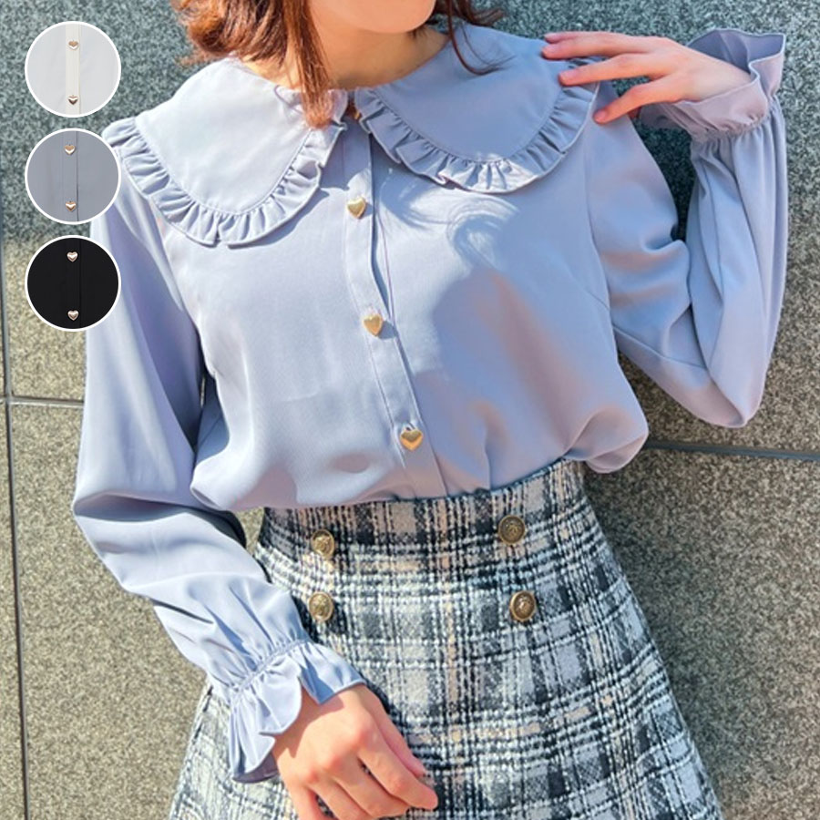 ハート釦丸襟ブラウス[品番：IGAW0004323]｜axes femme（アクシーズファム）のレディースファッション通販｜SHOPLIST ...