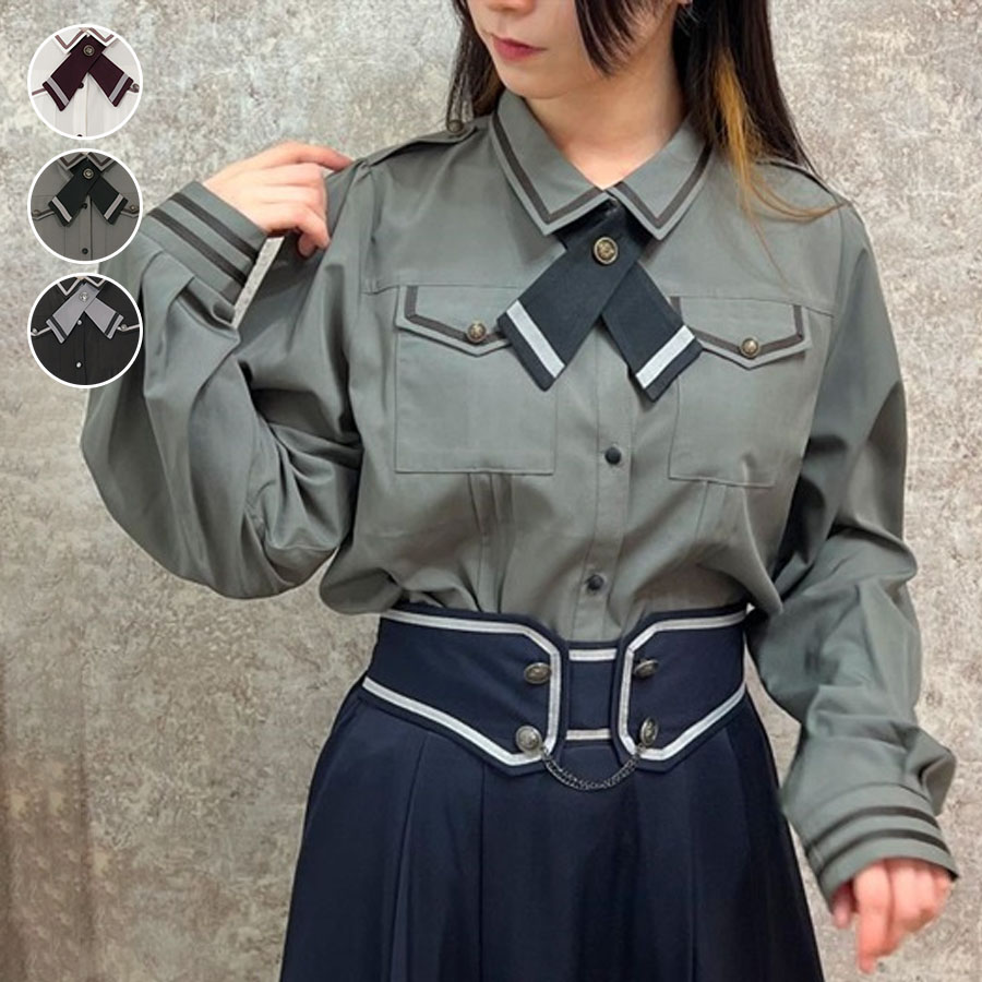 タイ付ミリタリー風ブラウス[品番：IGAW0004506]｜axes  femme（アクシーズファム）のレディースファッション通販｜SHOPLIST（ショップリスト）