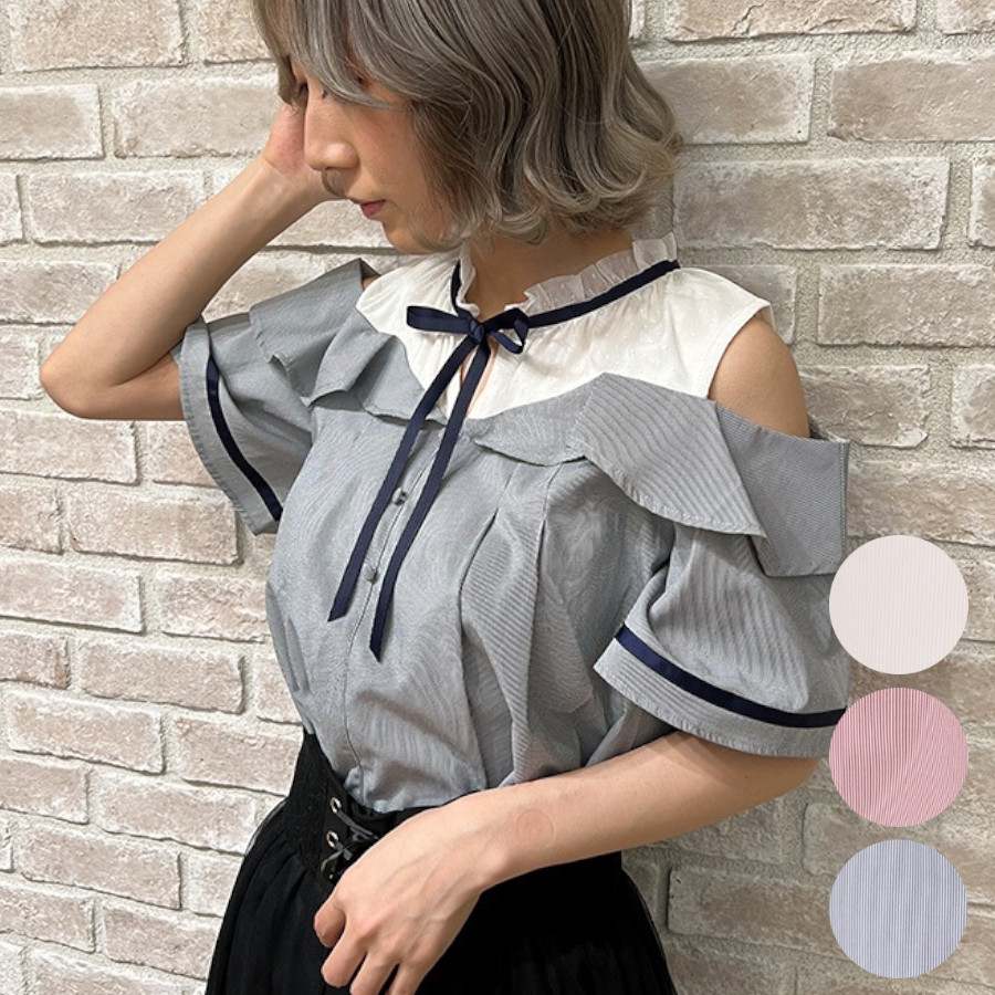 ラッフルフリル襟肩あきBL[品番：IGAW0001682]｜axes femme 