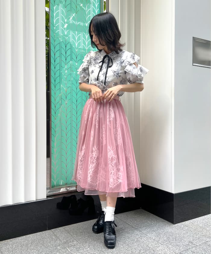 LIZ LISA ボリュームフレアスカート ピンク - スカート
