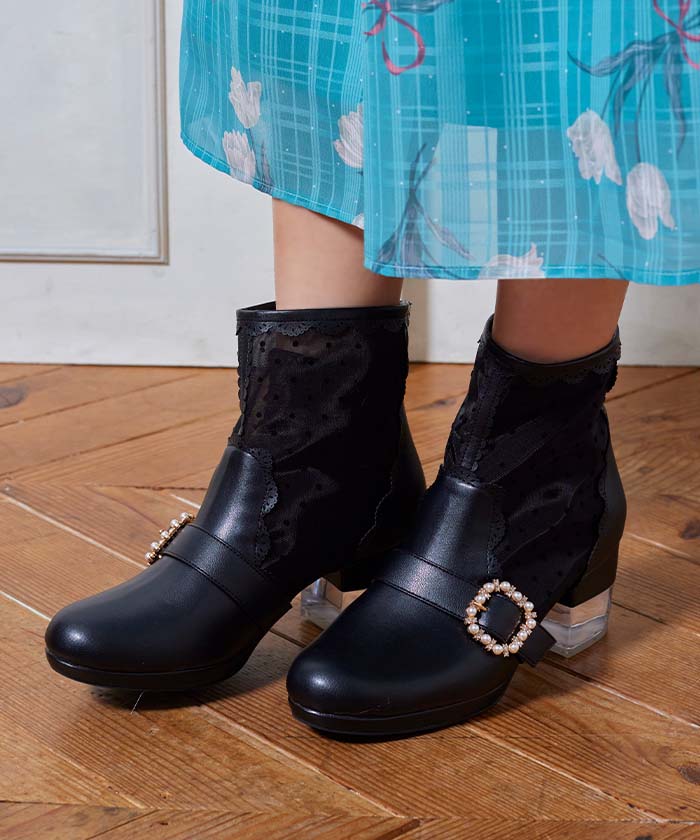 バックル付チュールブーツ[品番：IGAW0001416]｜axes  femme（アクシーズファム）のレディースファッション通販｜SHOPLIST（ショップリスト）