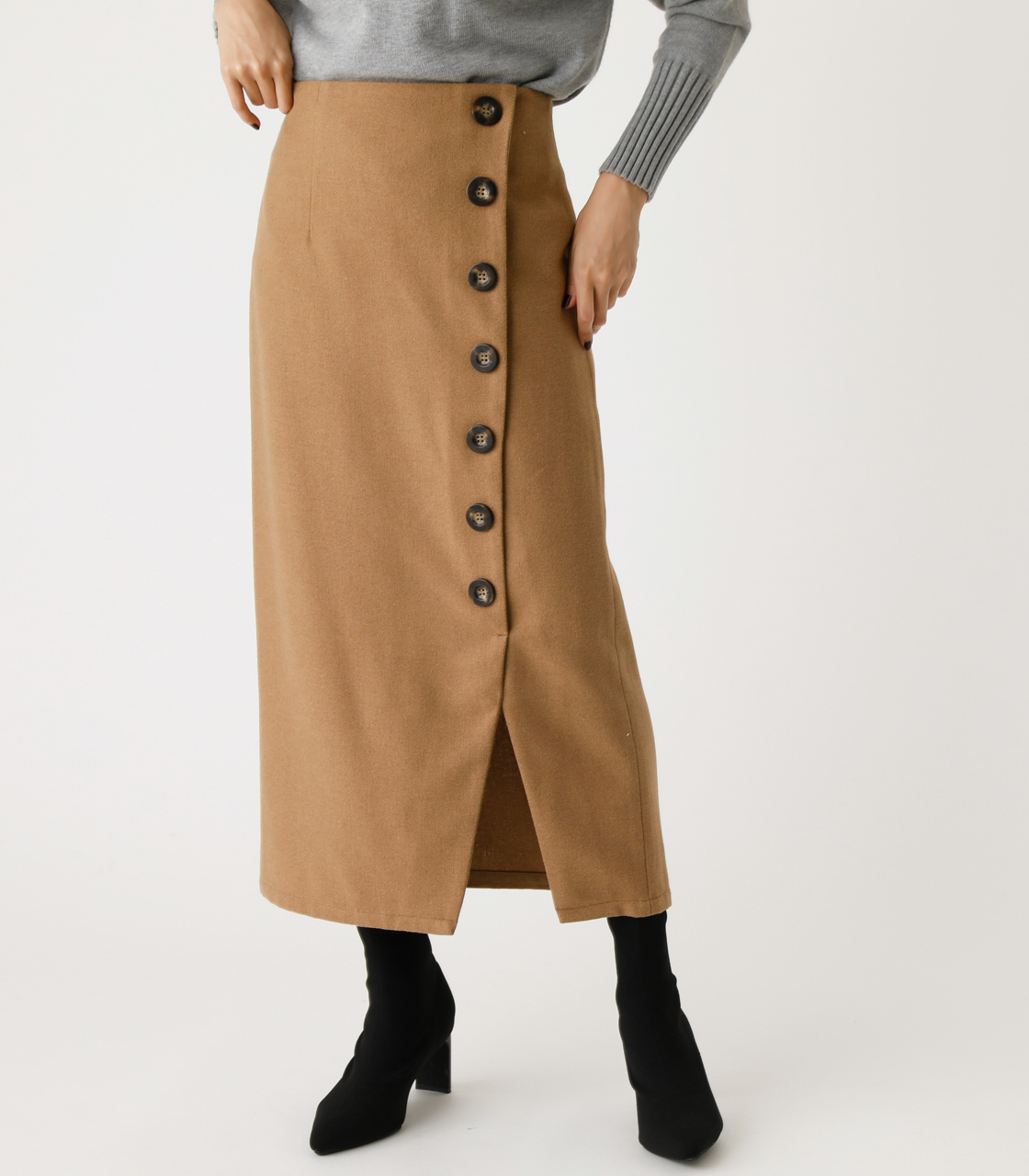 FRONT BUTTON MIDI SKIRT/フロントボタンミディスカート[品番