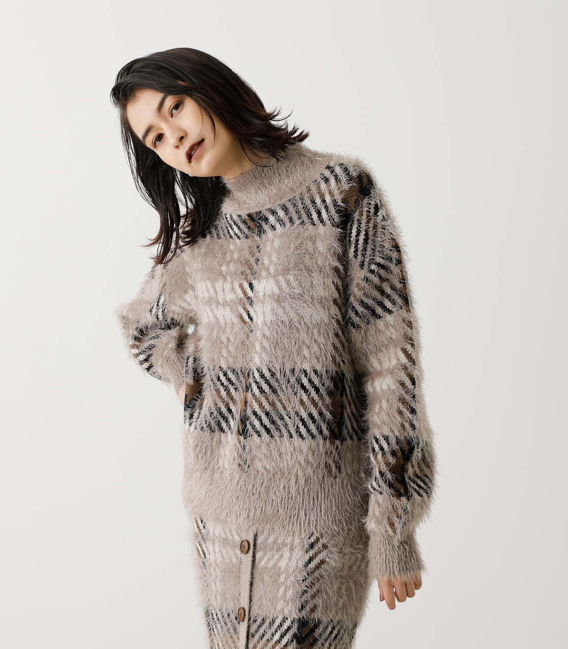 BIG CHECK SHAGGY KNIT/ビッグチェックシャギーニット[品番