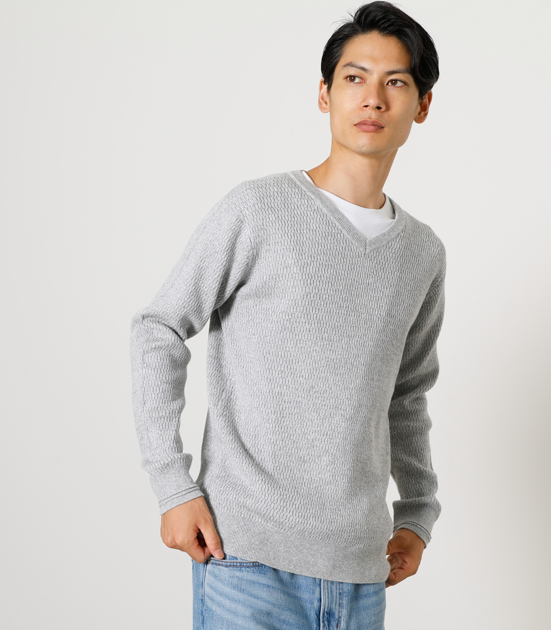 HONEYCOMB V/N KNIT/ハニカムVネックニット[品番：AZLW0017841]｜AZUL