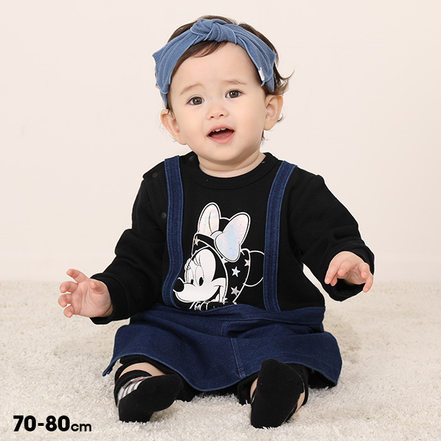 Disney Baby 80cm デニムオーバーオール - ロンパース