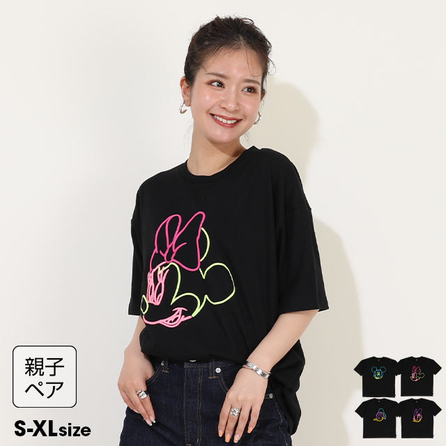 親子お揃い ディズニー ネオン発泡Tシャツ[品番：BYDK0006751  