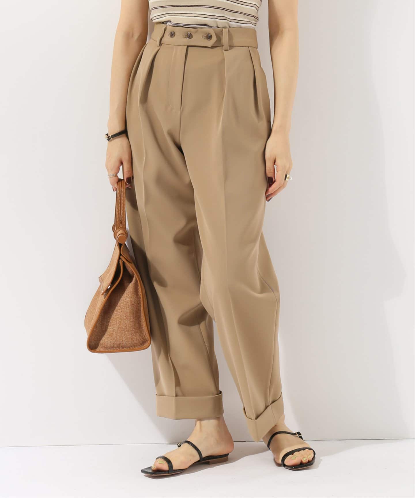 TODAYFUL Twill Tuck Trousers ベージュ 36 | hectordufau.com.br