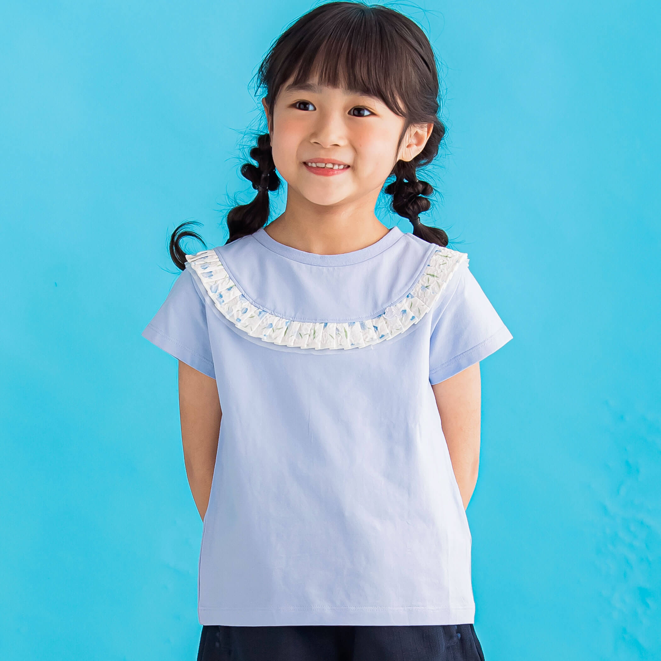 【お揃い】チューリップフリル天竺Tシャツ(95~150cm)[品番：BEBK0008966]｜BeBe Petits Pois Vert（ベベ プチ  ポワ ヴェール）のキッズファッション通販｜SHOPLIST（ショップリスト）