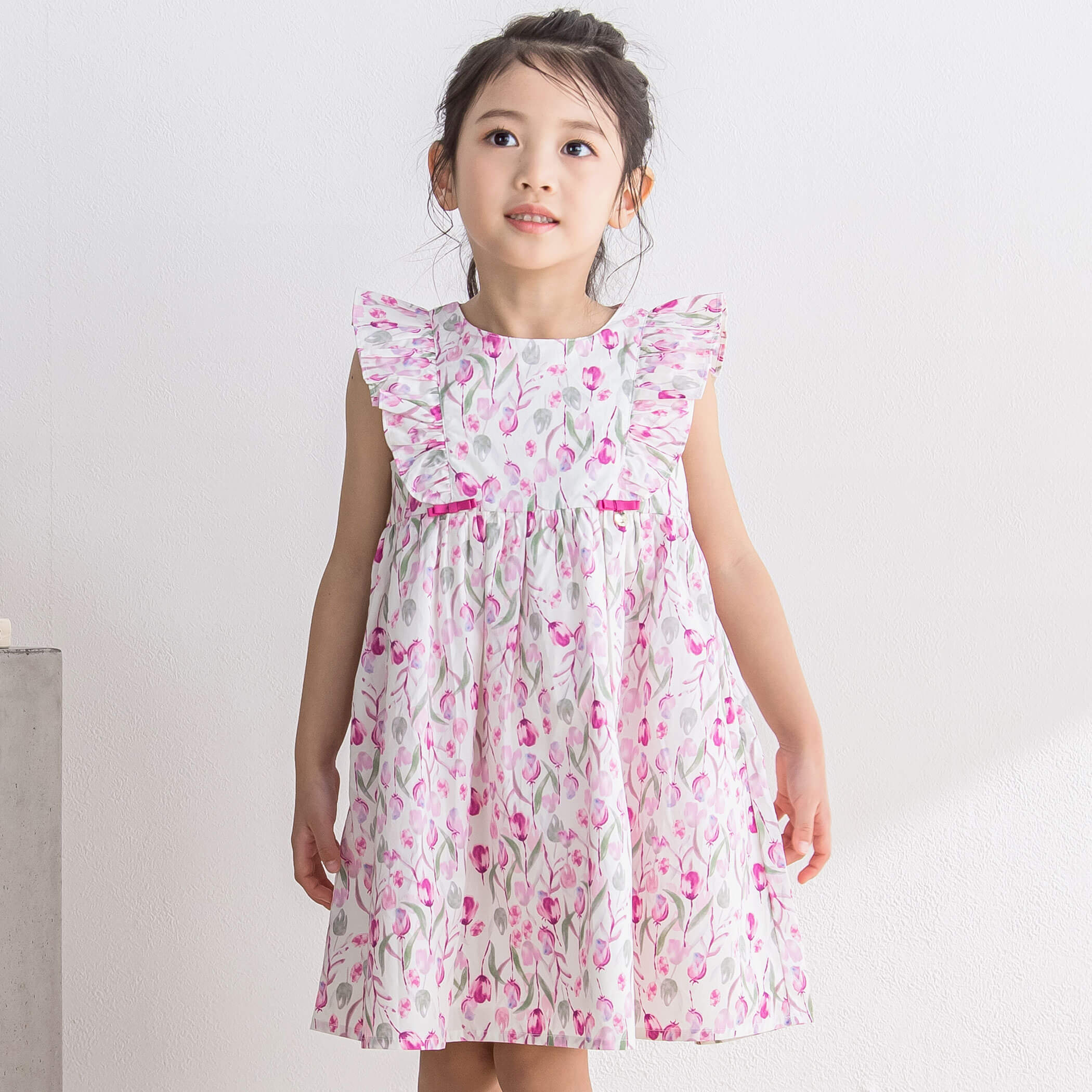 チューリップ柄ワンピース(95~150cm)[品番：BEBK0008597]｜BeBe Petits 