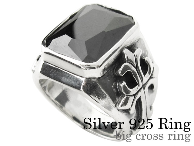 21号】ビッグクロスリングシルバー925アクセサリージルコニア指輪