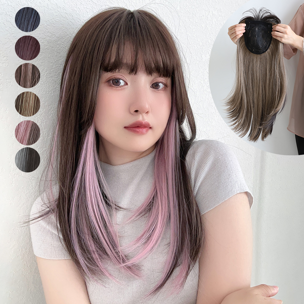 前髪付きトップヘアピース」 ヘアピース 前髪ウィッグ[品番 