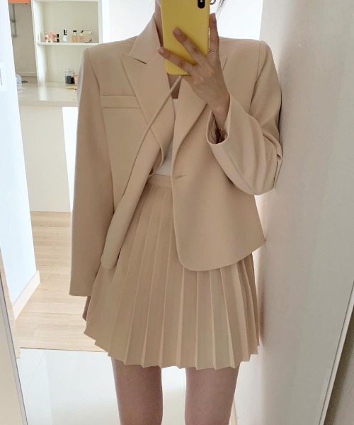 イオコムイオ　セットアップ 半袖ジャケット プリーツ スカート 日本製