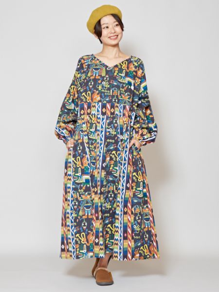 正規販売店 チャイハネ チャイハネ ネイティブアメリカン柄vネックロングワンピース 即納 最大半額 Www Endocenter Com Ua