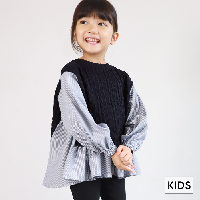 子供服 ドッキングブラウス ニット[品番：PA000011965]｜coca（コカ）のキッズファッション通販｜SHOPLIST（ショップリスト）