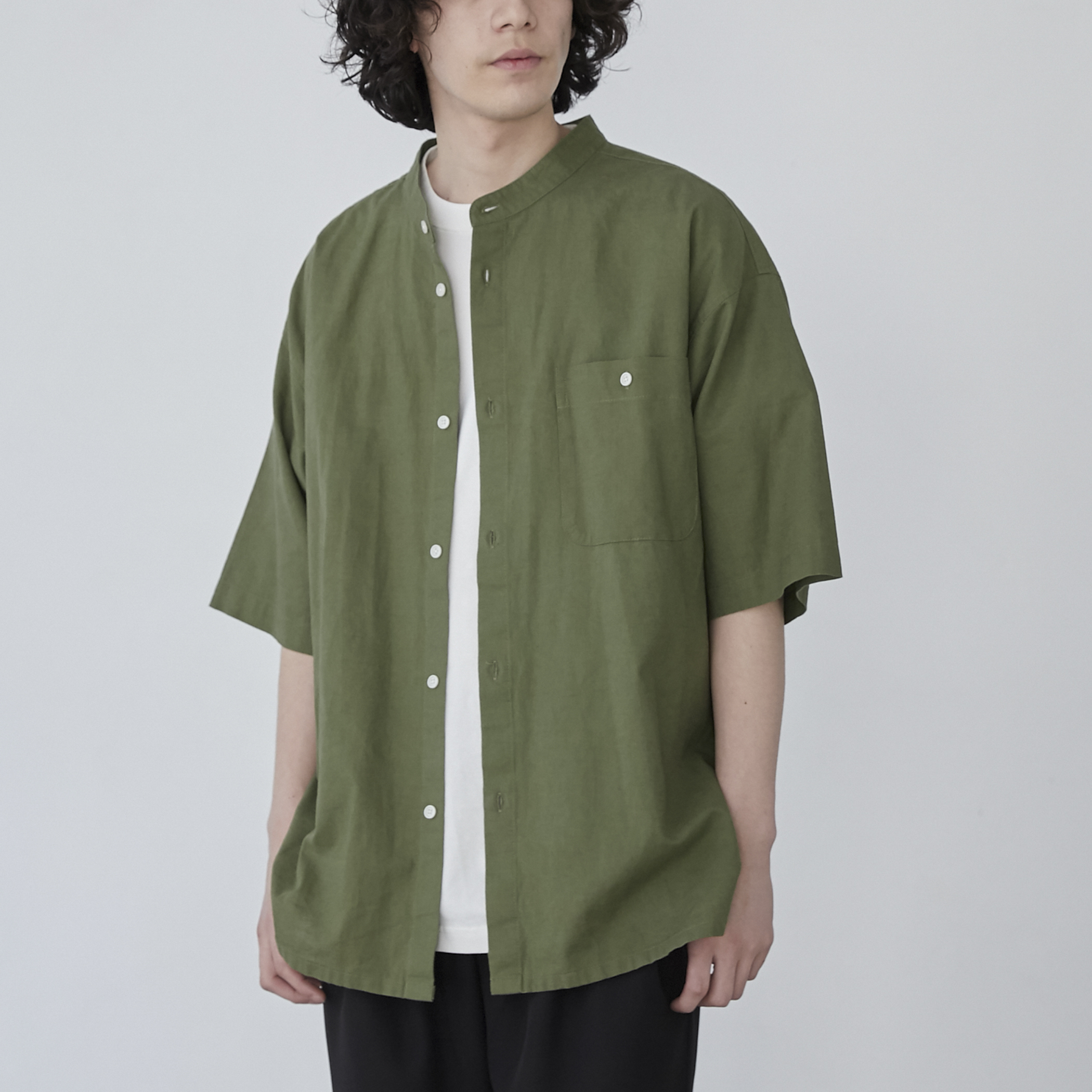 フレンチリネンコットンバンドカラーシャツ[品番：COEW0005728]｜coen  