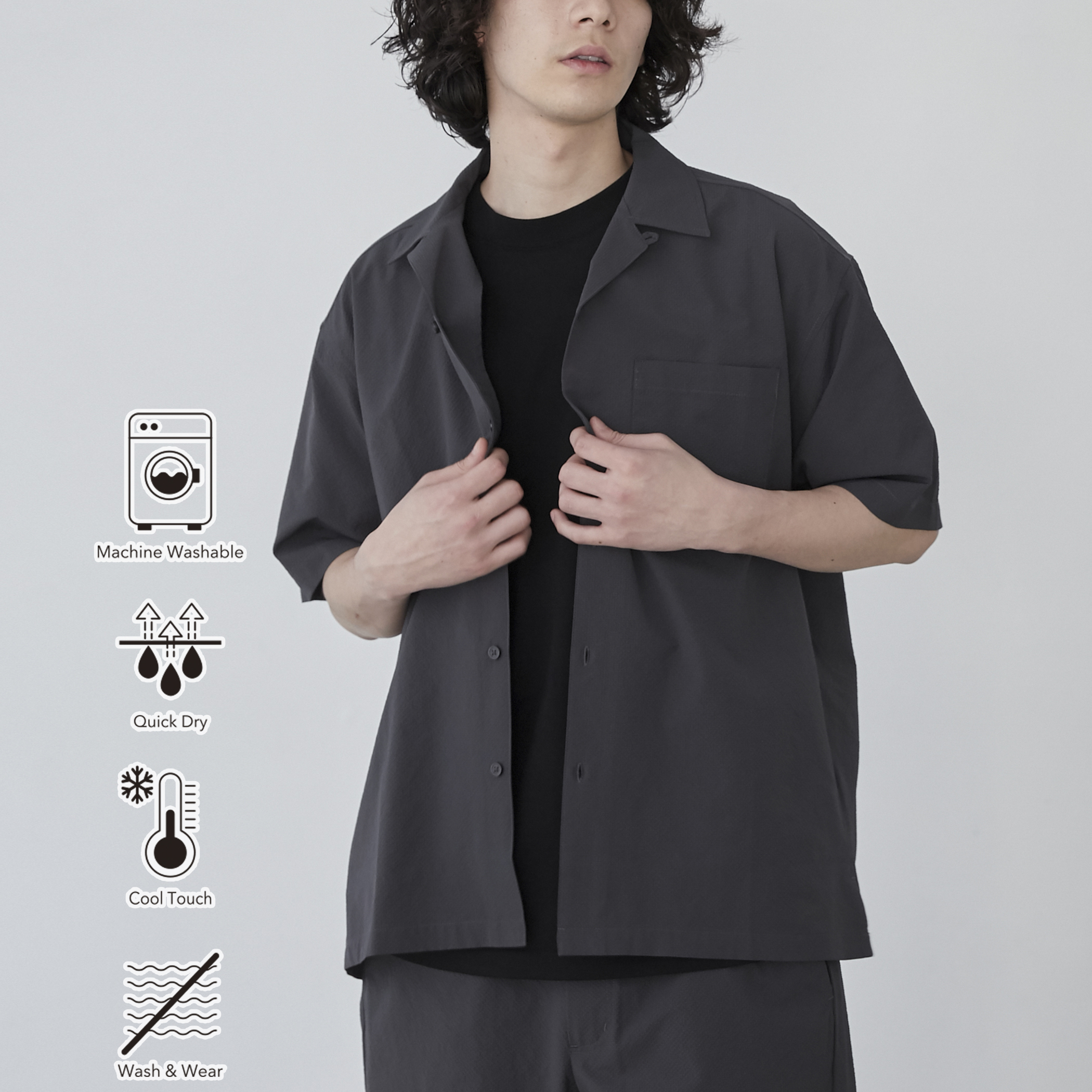 COOL&DRYエンボスオープンカラーシャツ（WEB限定カラー）[品番 