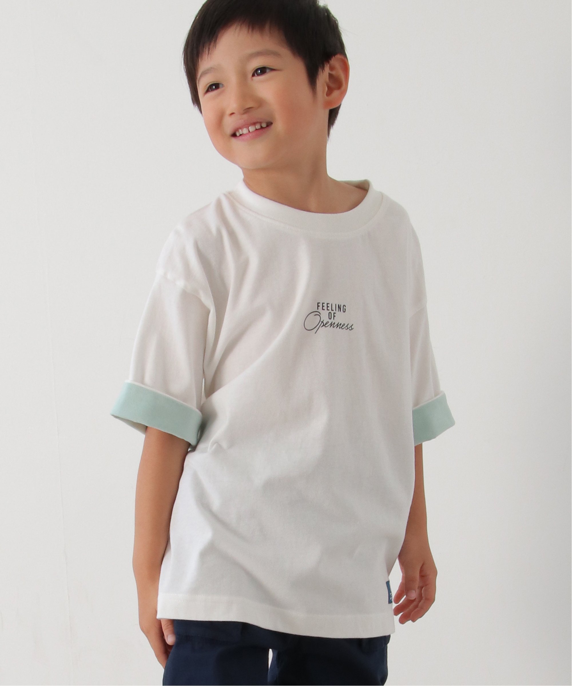 USAコットン 袖裏配色Tシャツ（120~160cm）[品番：IKAW0018294]｜ikka