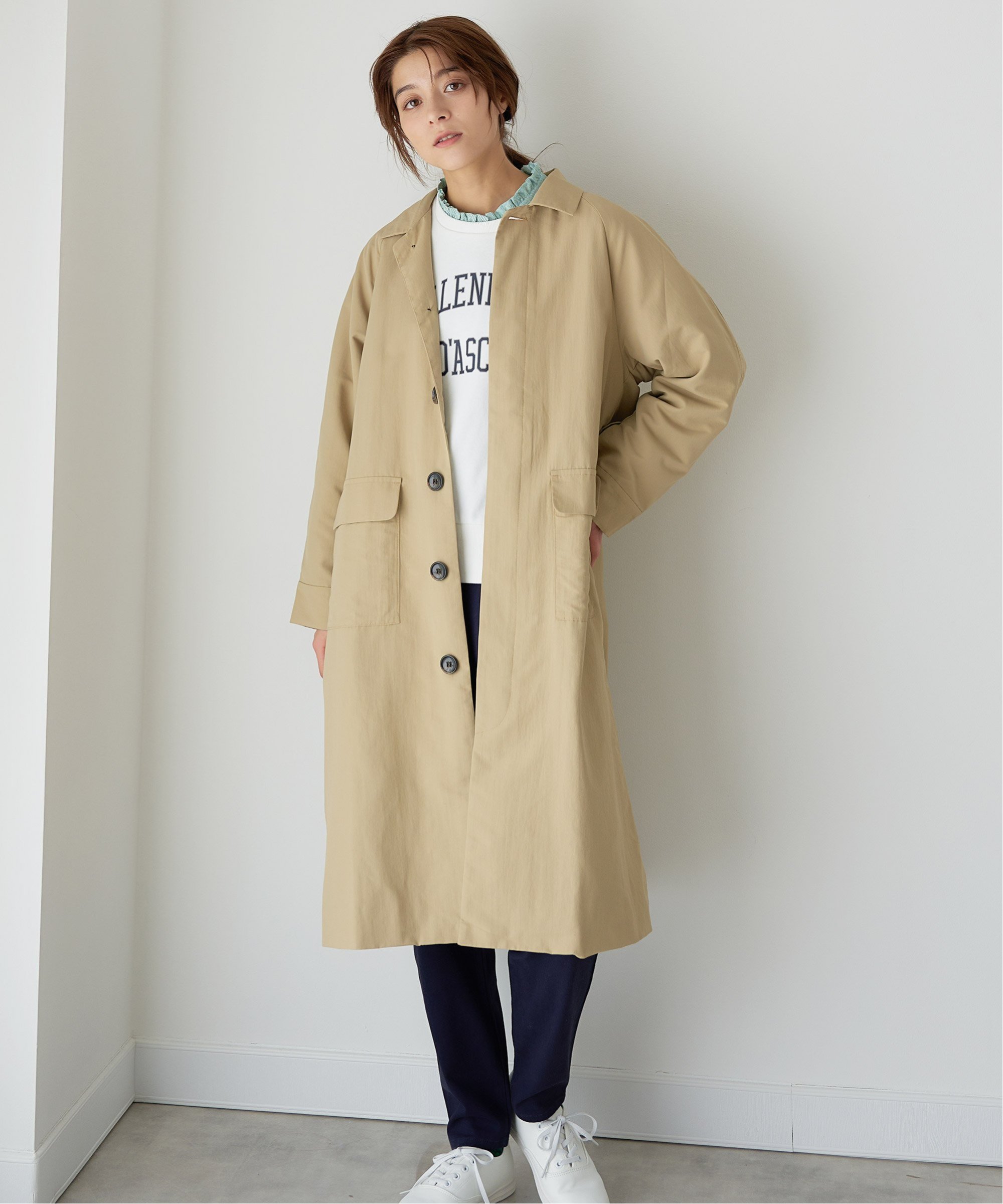 AZUL by moussy  ナイロンワッシャーロングコート