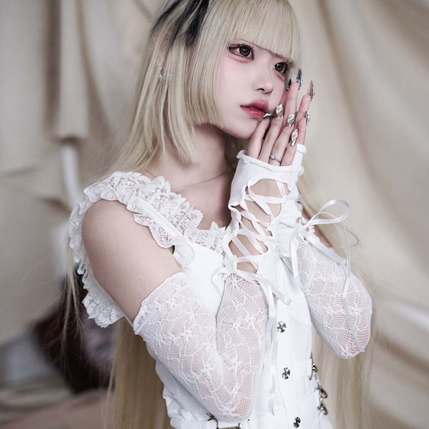 タグ付】LIZLISA アームカバー ホワイト リボン パール カバー - メルカリ