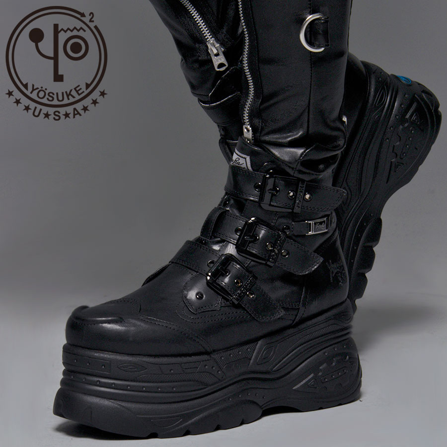 Yosuke-Shoes☆厚底-皮革靴 黒-コスプレ-V系-ゴシック-ROCKcloset靴る ...