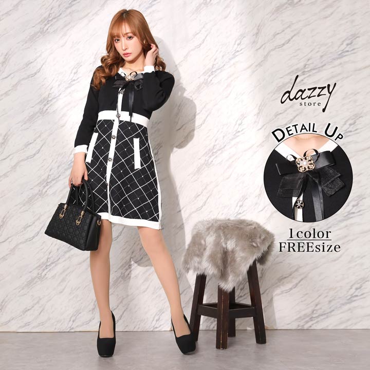 ワンピース リボン付き チェック[品番：DY000020497]｜Dazzy（デイジー）のレディースファッション通販｜SHOPLIST（ショップリスト）