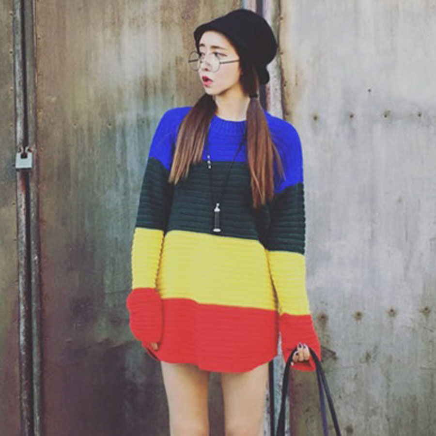 韓国ファッション カラフルニットセーター 15秋冬新作 品番 Cp Dearheart ディアハート のレディースファッション 通販 毎日送料無料 Shoplist ショップリスト