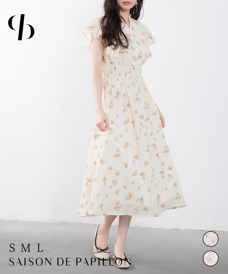 ウエストシャーリング花柄ワンピース[品番：DSSW0004782]｜SAISON DE  