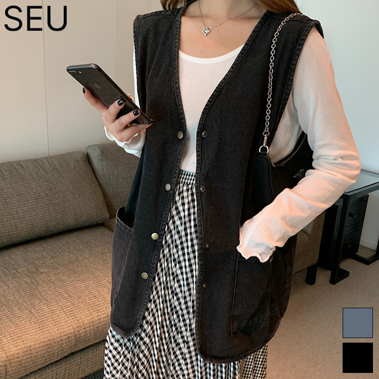 オーバーサイズデニムジレ デニムベスト  ビッグシルエット[品番：DSSW0005133]｜SEU（エスイイユウ）のレディースファッション通販｜SHOPLIST（ショップリスト）