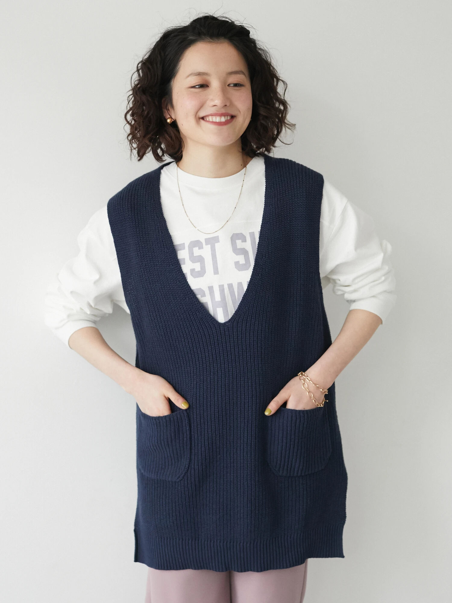 Spick & Spanスピックアンドスパン C/R ニットベスト