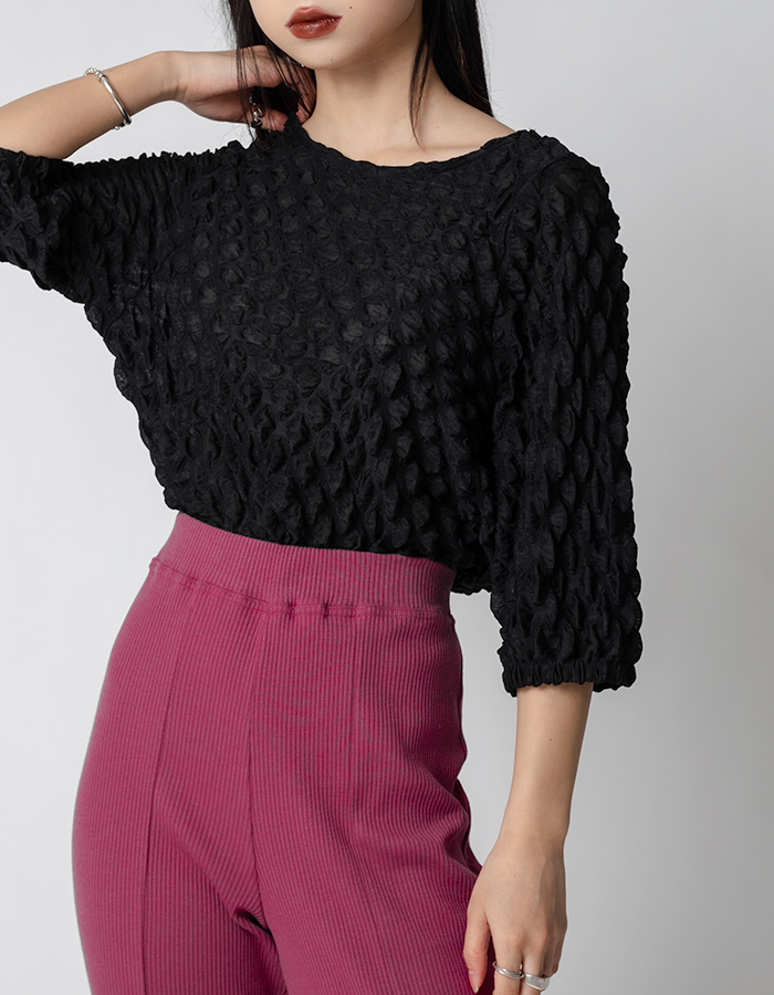 meer. BAROON SLEEVE TOPS ブラウス ポップコーン-