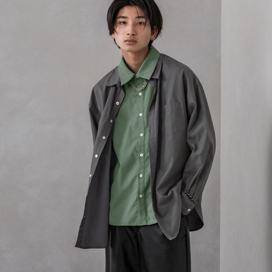 ACNE STUDIOS ミニマル ミリタリー シャツ オリーブ ロング - アウター