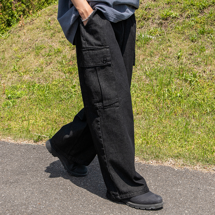 　オーバーサイズ　カジュアル　カーゴパンツ　ワイド パンツ　黒 XL