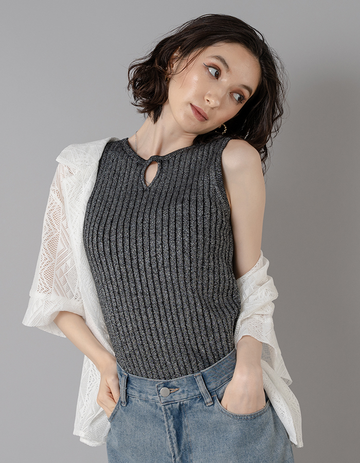 【Adoon plain Ladies】【前後2way】ラメタンクトップ[品番