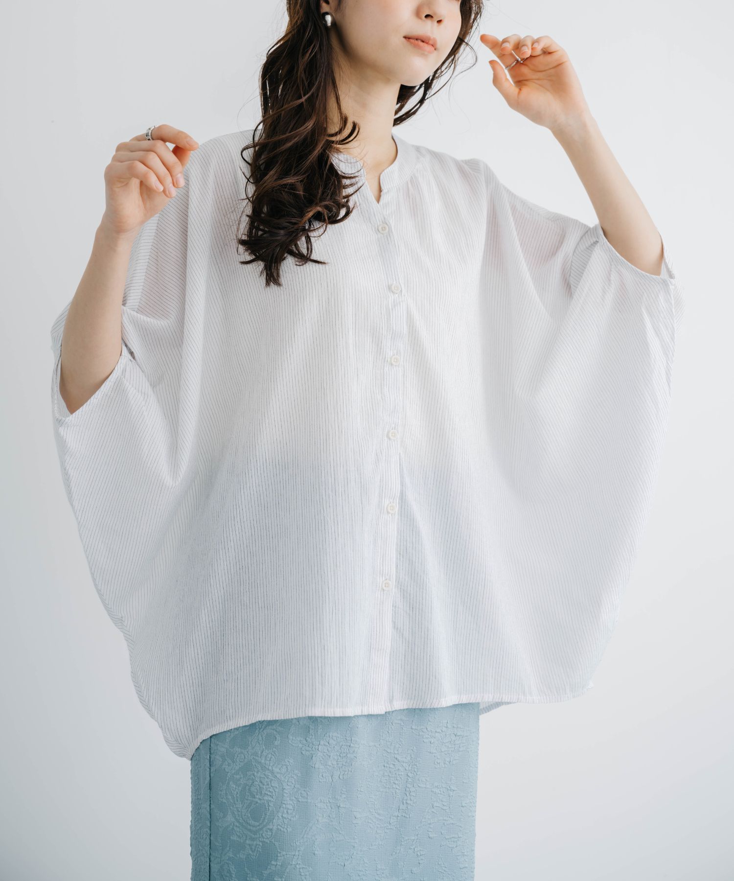 refinedworks】ストライプが爽やか！シンプルで着回力◎ブラウス[品番 