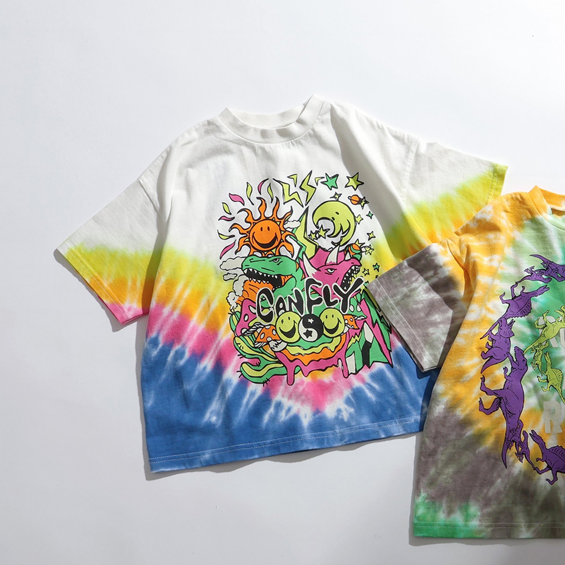 ビンテージ ハンカチ スマイル マーク レインボー タイダイ 柄 ビンテージ ハンカチ スマイル マーク レインボー タイダイ 柄