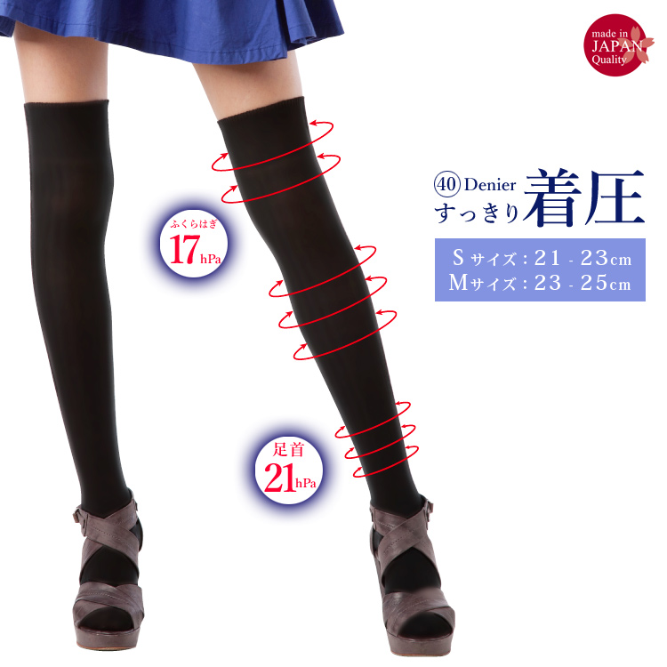 20デニール]伝線しにくい段階着圧スキンケアストッキング[レッグ