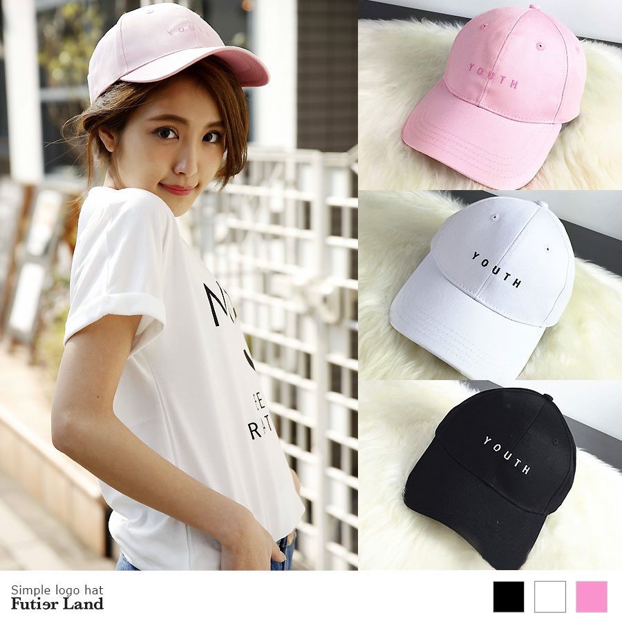 帽子 キャップ 韓国 ブラック 黒 ユニセックス シンプル ロゴ - 帽子