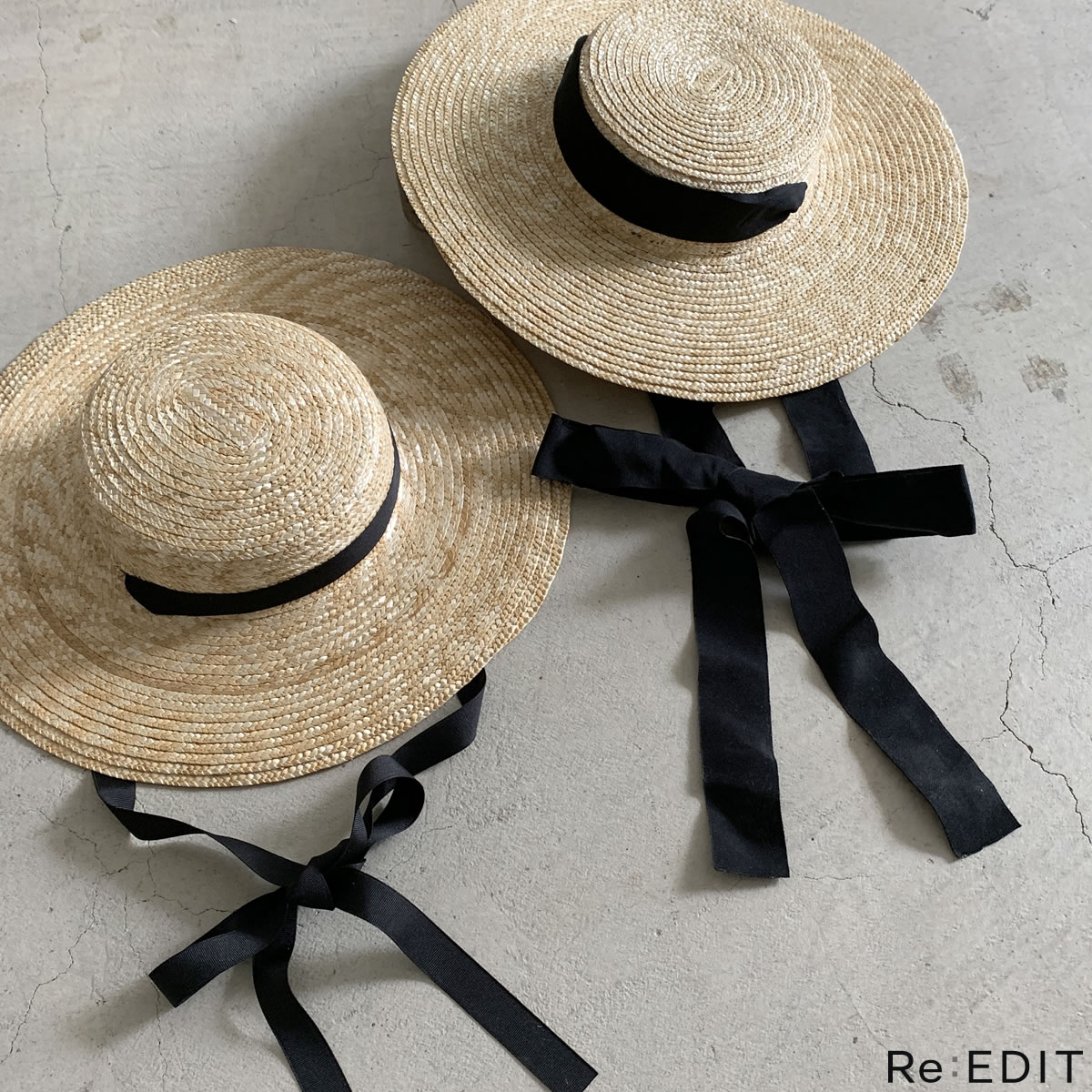 レトロな雰囲気が魅力的なリボン付きカンカン帽 ロングリボンカンカン帽  グッズ[品番：GS000016860]｜Re:EDIT（リエディ）のレディースファッション通販｜SHOPLIST（ショップリスト）