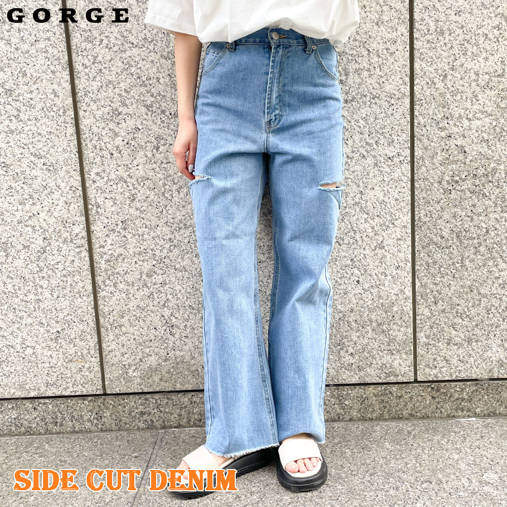 【ブルー】サイドカットデニム[品番：GORW0007891]｜GORGE