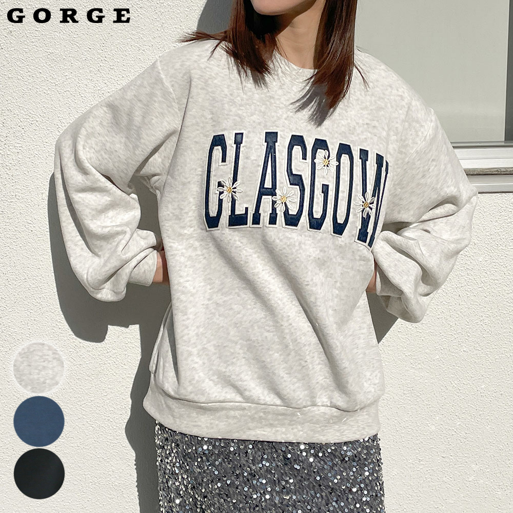 フェルト花刺しゅう裏起毛プルオーバー[品番：GORW0008564]｜GORGE 