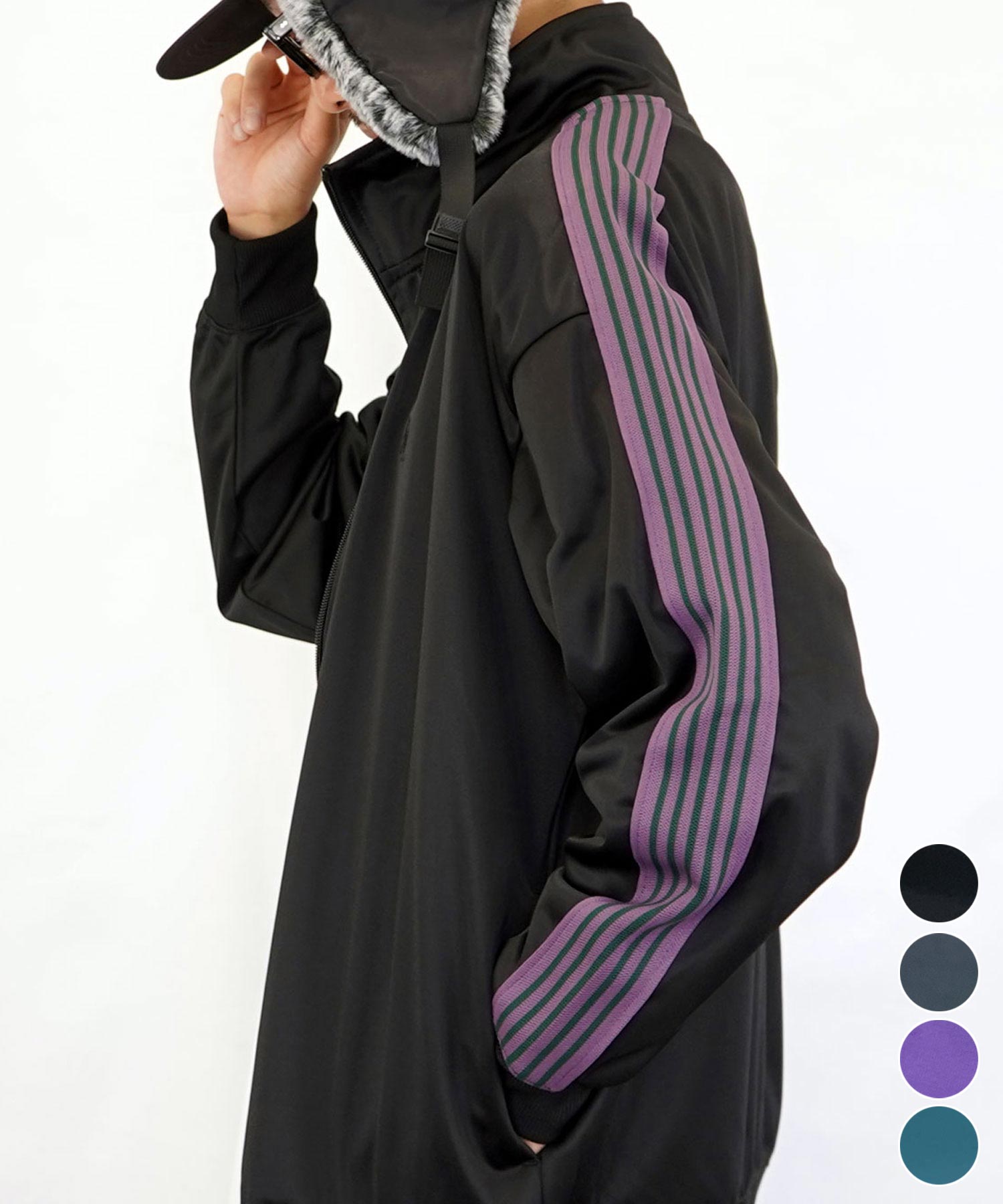 トラックジャケット L ブラック パープル black purple 23ss - fawema.org