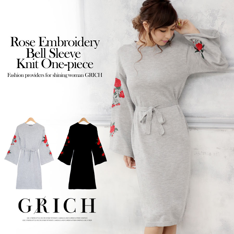 ラフに着こなして余裕アリな大人カジュアル ベルスリーブrose刺繍ニットワンピー 品番 Gw Growing Rich グローウィングリッチ のレディースファッション通販 Shoplist ショップリスト