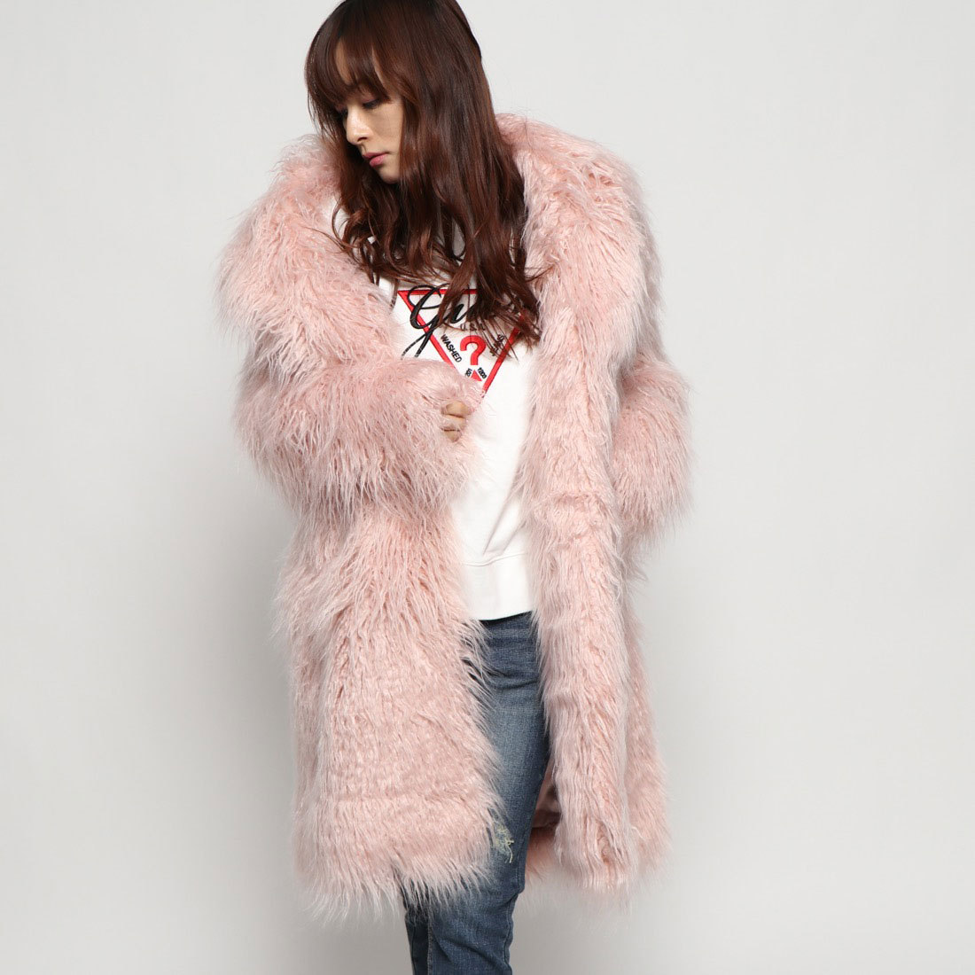 guess serenity faux fur coat